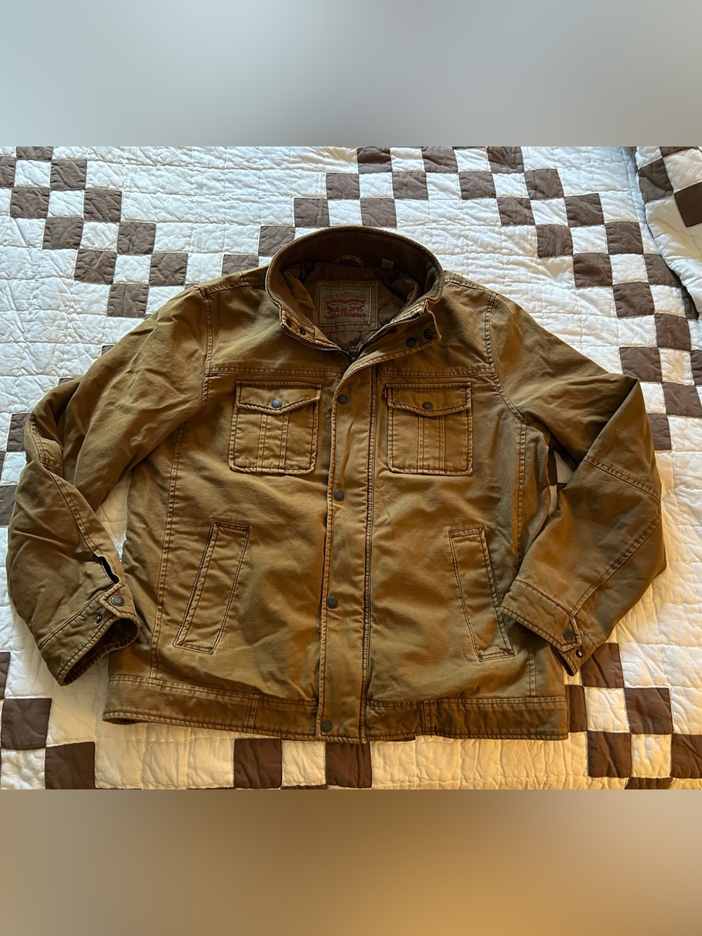Levi's Men's L Cotton Military Field Jacket Brown Insulated Work Barn Chore Coat
